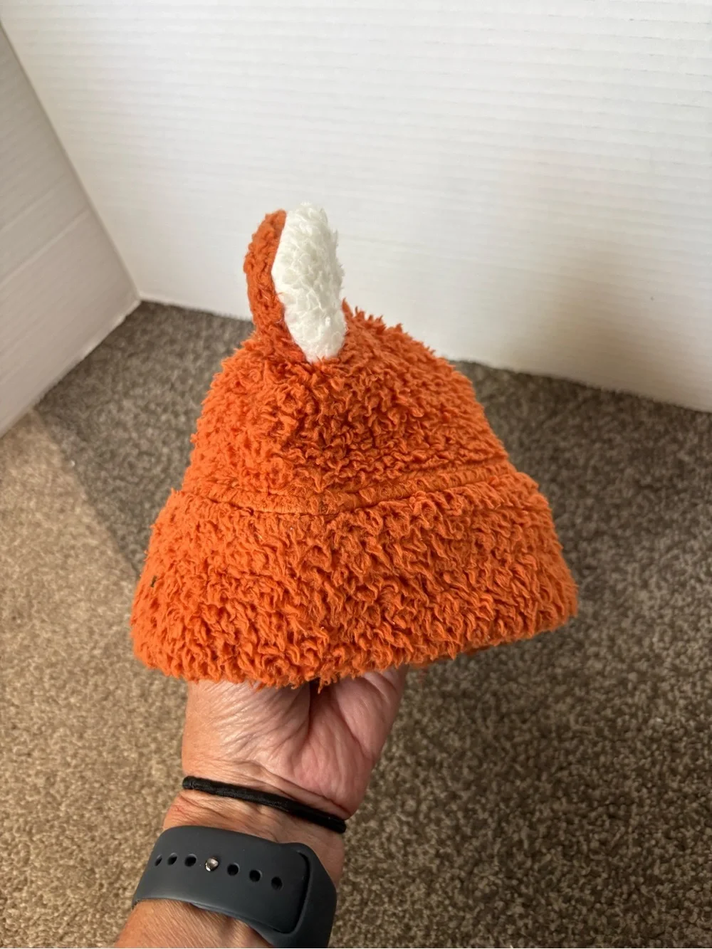 Patagonia Baby Furry Friends Hat with Baby Bear Ear Fleece Hat Pumpkin Orange